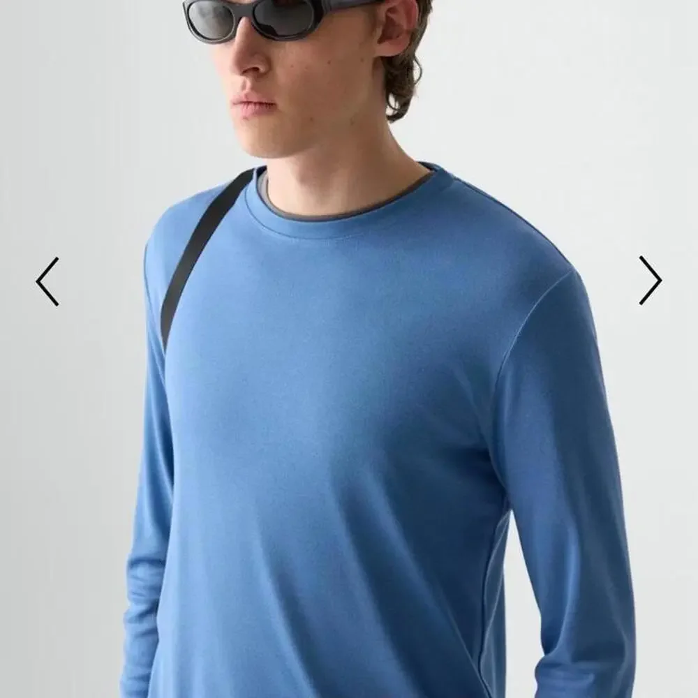 Theory Essential Long-Sleeve Tee in Anemone Modal Jersey Blue Lake Men’s Medium - Picture 12 of 12